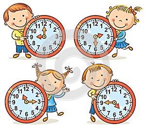 Little kids telling time set photo