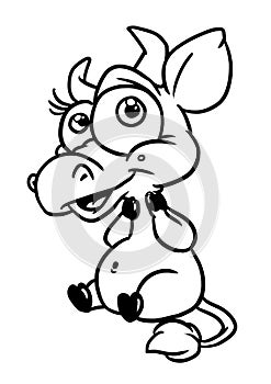 Little kind cow smile parody animal illustration outline