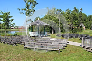 Kiosk in the Village Historique Acadien in Bertrand, New Brunswick, Canada