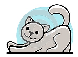 Little kitty funny vector flat style cartoon isolated on white.