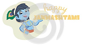 Little Krishna. cartoon illustration on a white background