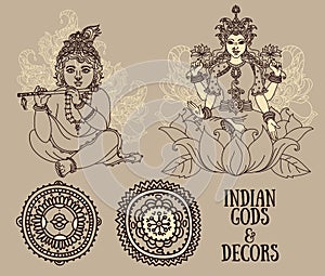 Little Krishna, Lakshmi and ethnic ornaments