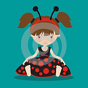 little lady bugs lady sitting black with red dots 16