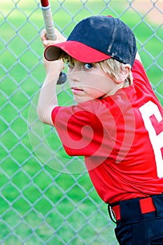 Little league baseball boy portrait