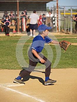 Little league baseball first baseman photo