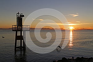 Little lighthouse at sunset