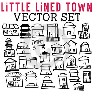 Little Lined Town Vector Set with buildings of all kinds.