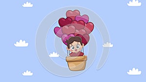 little lover boy in balloon air hot animation