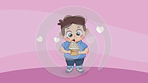 little lover boy with cupcake animation