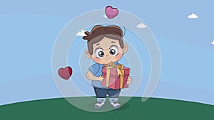 little lover boy with gift animation