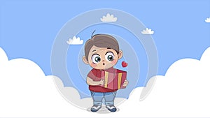 little lover boy with gift character animation