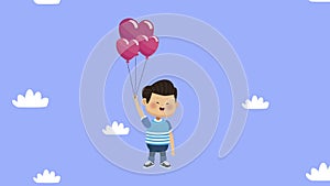 little lover boy with hearts balloons helium character