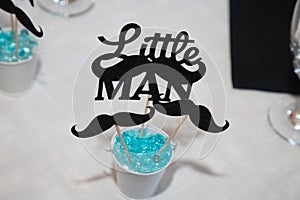 Little Man mustache event table decor