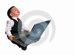 Little Man Series: Happy with His Laptop