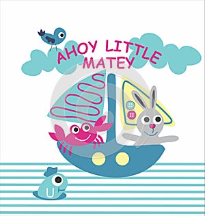 little matey summer t shirt print vector