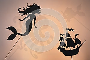 Little mermaid fairytale, shadow puppets