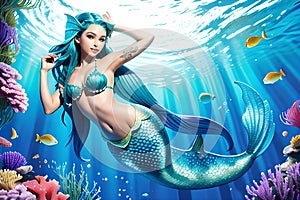 Pequeno sirena ilustraciones Agua 