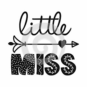 Little Miss - Scandinavian style illustration text for clothes.