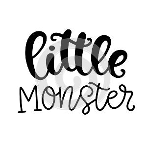 Little Monster Halloween Poster with Handwritten Ink Lettering