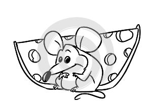 Little mouse cheese animal illustration cartoon coloring