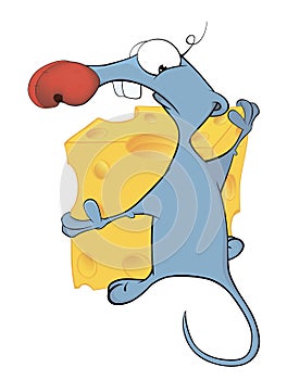 Little mouse and cheese cartoon