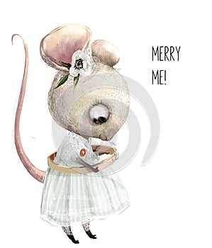 Little mouse girl with wedding ring