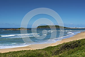 Little Muttonbird and Muttonbird islands seen from Coffs Harbour Park beach photo