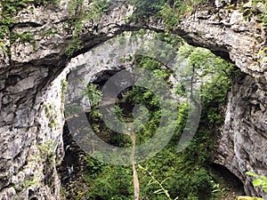 Little Natural Bridge in the valley of the river Rak or Mali naravni most, Cerknica - Notranjska Regional Park, Slovenia