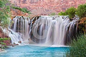 Little Navajo Falls on and Turquoise Havasu Creek