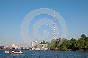 Little Nevka River and TV tower. St Petersburg. Russia