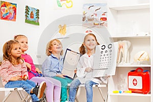 Little oculist and patients at the doctor's room