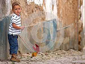 Little one with handmade toy