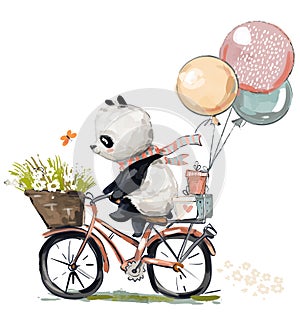 Little panda on bike