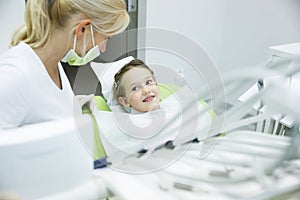 Little patient conversing with her dentist