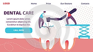 Little People Drilling Unhealthy Tooth with Caries