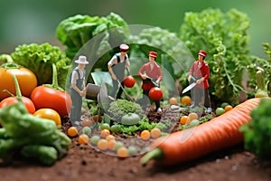 Little people make food, pick fruits and vegetables