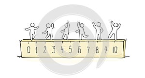 little people standing on ruler