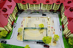 Little people toys playing basketball