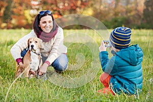 Little photographer - happy family moment