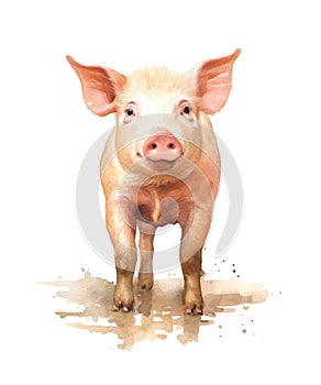 Little pig isolated on white background.