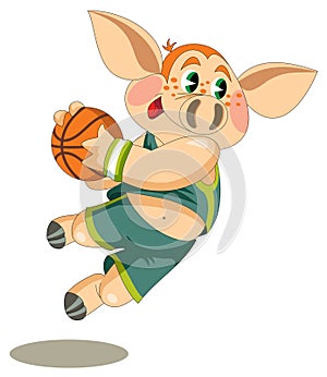 A little piglet is basketball player
