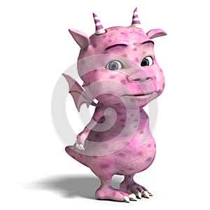 Little pink cute toon dragon devil