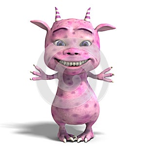 Little pink cute toon dragon devil