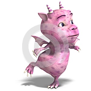 Little pink cute toon dragon devil