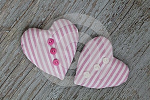 Little Pink Fabric Hearts With Buttons