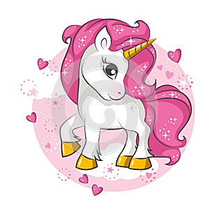 Little pink unicorn. Design for children.