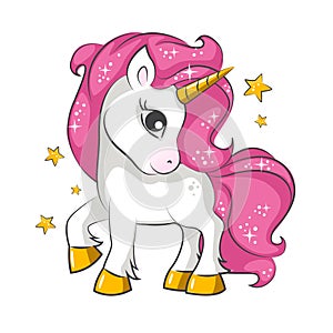 Little pink unicorn. Design for children.