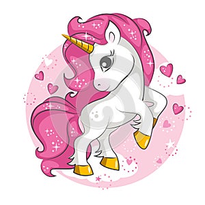 Little pink unicorn. Design for children.