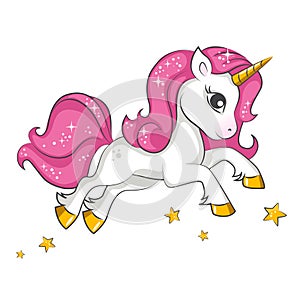 Little pink unicorn. Design for children.