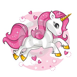 Little pink unicorn. Design for children.